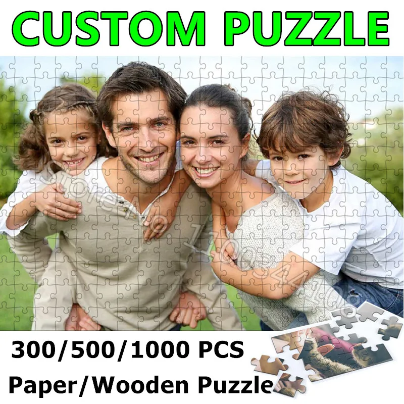 Wooden Puzzle Kids - Puzzle Photo personnalisé 300/500/1000 pièces, Puzzle