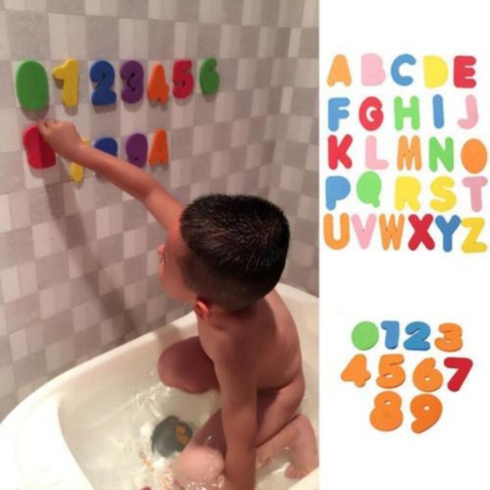 Bath Letter Number Foam - 36 autocollants de jeu unisexe pour