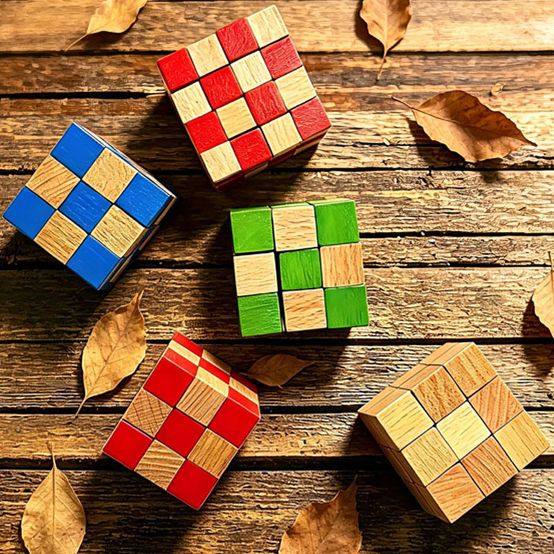 Wooden Puzzle Kids - Casse-tête en bois Cube Serpent Carré